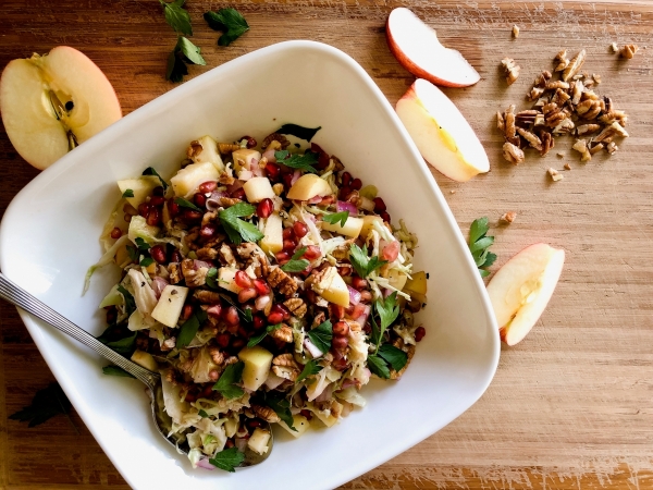 Crunchy Cabbage, Apple, and Pomegranate Salad