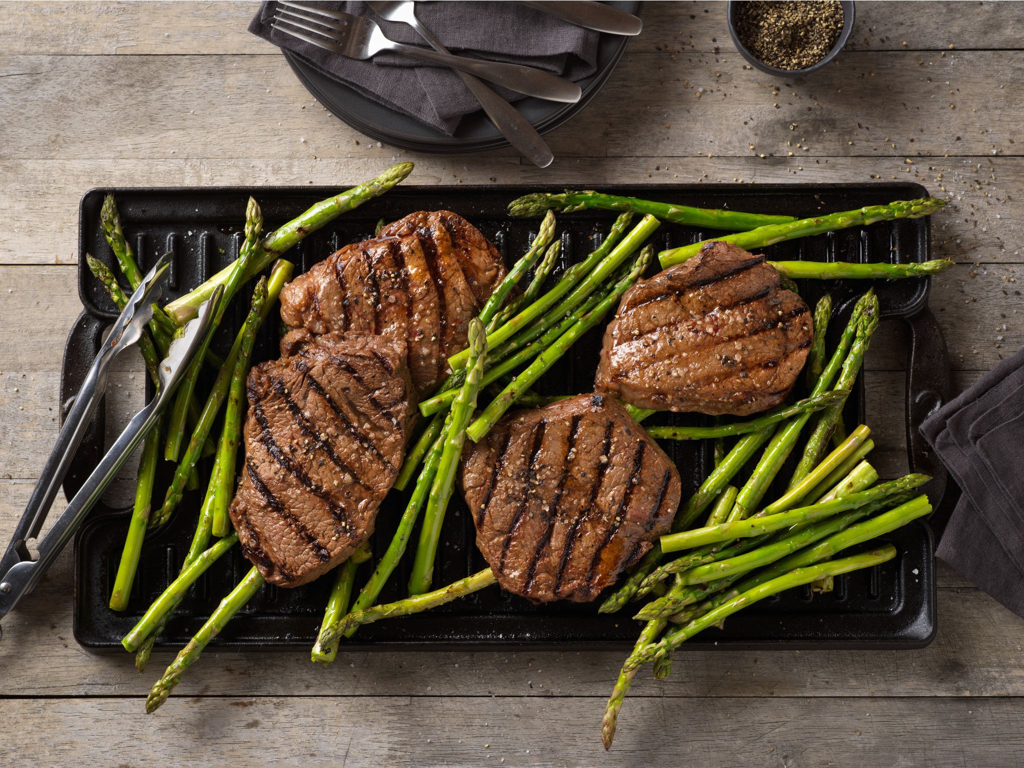 Balsamic Marinated Beef Top Sirloin Steak and Asparagus