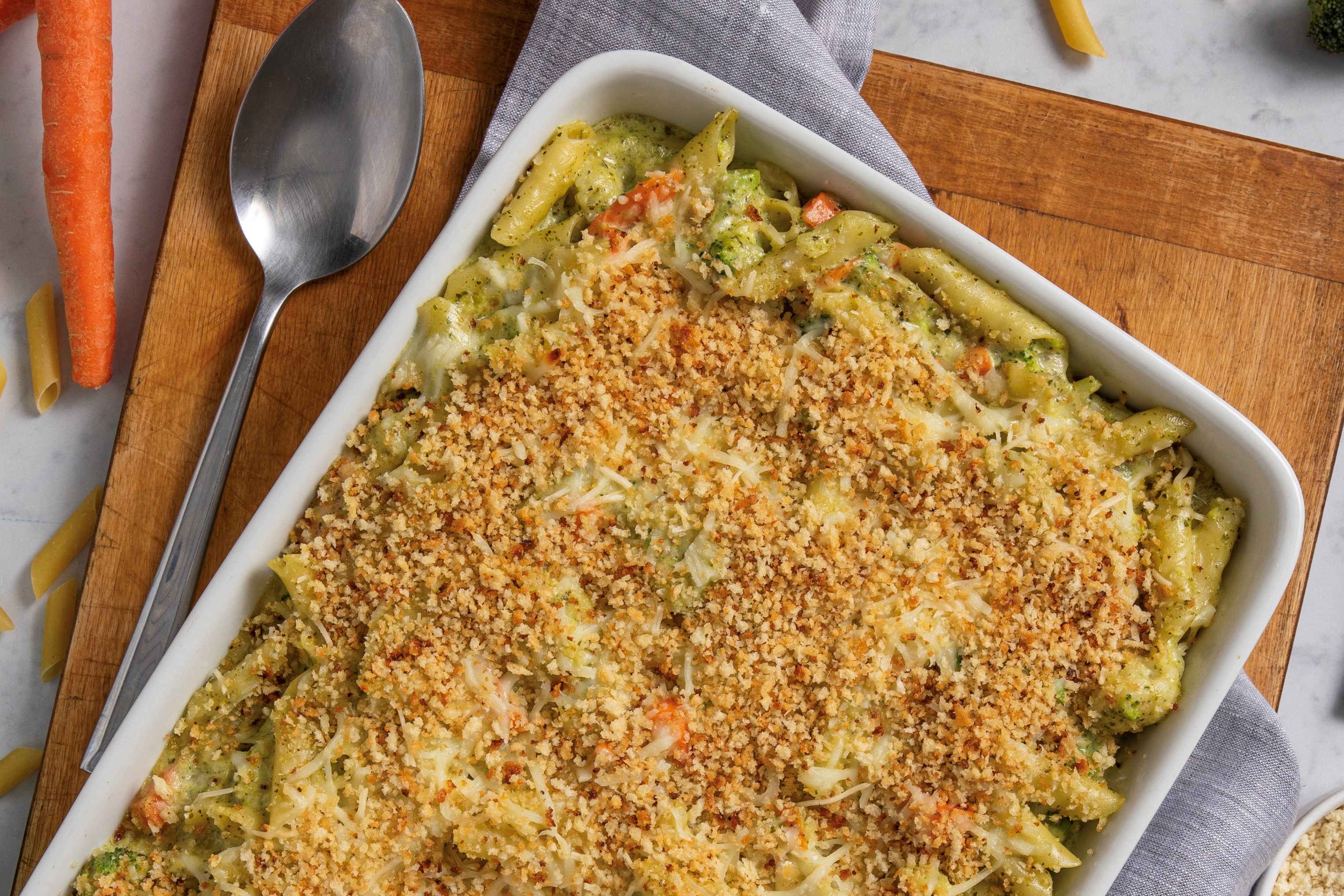 Cheesy Pesto Bake Pasta