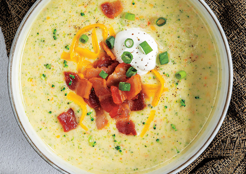 Slow Cooker Loaded Broccoli Cauliflower Soup