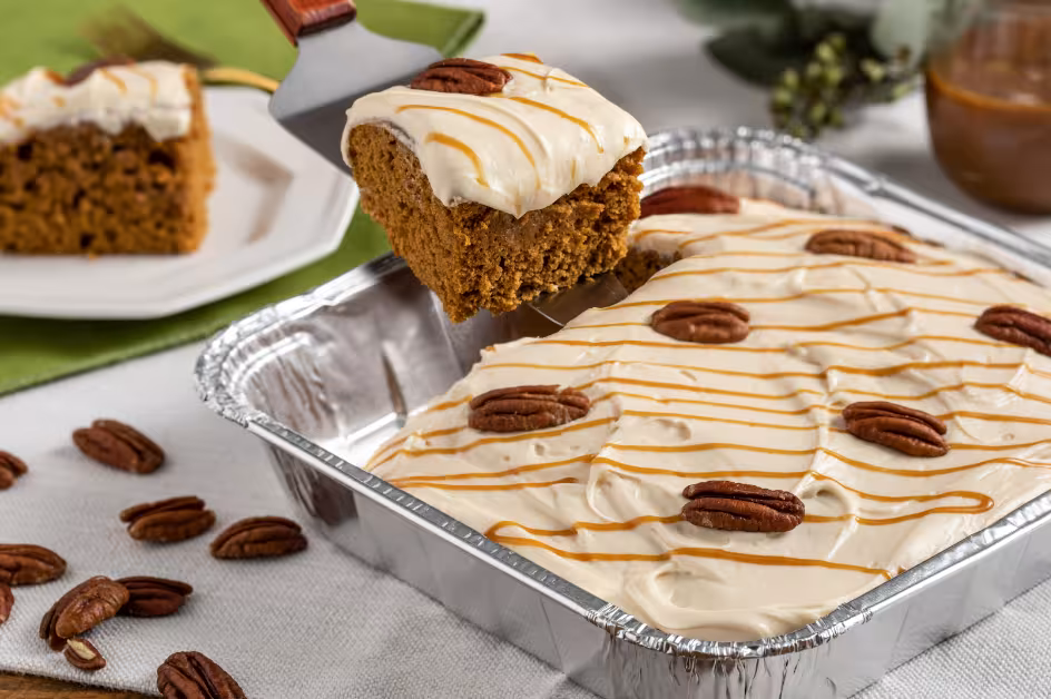 Pumpkin Cake with Caramel Cream Cheese Frosting